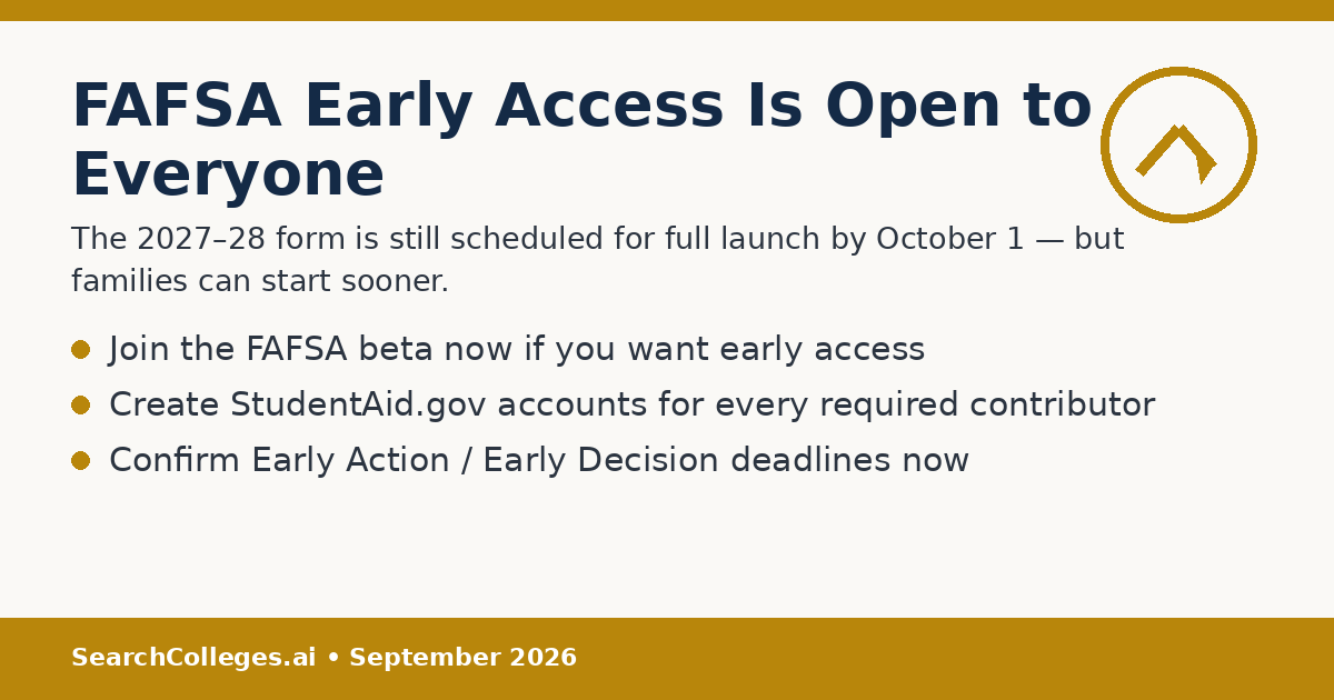 FAFSA early access college planning graphic